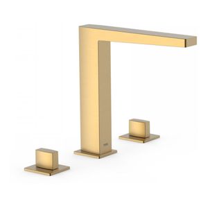 Wastafelkraan Tres Slim | Opbouw | Mengkraan | Hoog model | 2-knops | Vierkant | 24 k goud mat