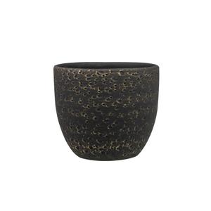 Ter Steege Plantenpot/Bloempot Lava Stone - zwart - D36 x H32 cm - binnen