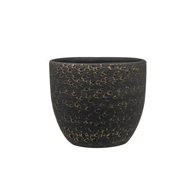 Ter Steege Plantenpot/Bloempot Lava Stone - zwart - D36 x H32 cm - binnen