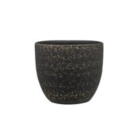 Ter Steege Plantenpot/Bloempot Lava Stone - zwart - D36 x H32 cm - binnen