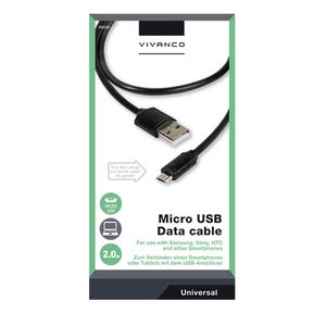 Vivanco USB-kabel USB 2.0 USB-A stekker, USB-micro-B stekker 2.00 m Zwart 36292