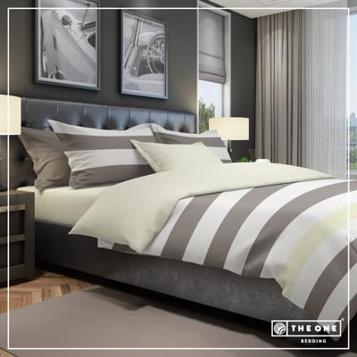 The One Dekbedovertrek Stripe Taupe / Cream-240x220cm