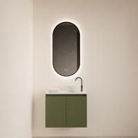 BWS Fonteinmeubel Meadow 60x50 cm Olijf Groen Incl. Topplaat Mat Wit - Fonteinmeubel Meadow 60x50 cm Olijf Groen Incl. Topplaat Mat Wit
