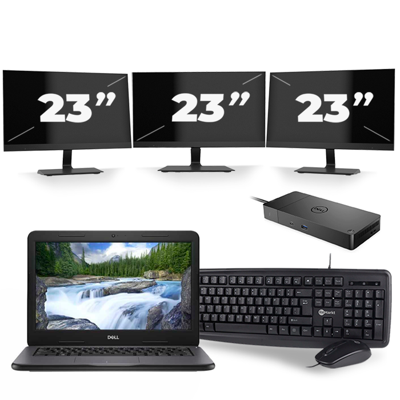 Dell Latitude 3310 - Intel Core i3-7e Generatie - 13 inch - 8GB RAM - 256GB SSD - Windows 11 Home + 3x 23 inch Monitor