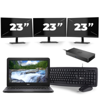 Dell Latitude 3310 - Intel Core i3-7e Generatie - 13 inch - 8GB RAM - 256GB SSD - Windows 11 Home + 3x 23 inch Monitor Dell Latitude 3310 - Intel Core i3-7e Generatie - 13 inch - 8GB RAM - 256GB SSD - Windows 11 Home + 3x 23 inch Monitor