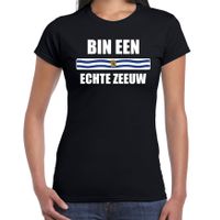 Bin een echte Zeeuw met vlag Zeeland t-shirts Zeeuws dialect zwart voor dames