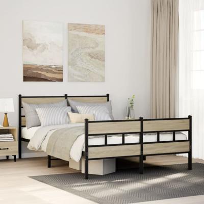 Bedframe zonder matras metaal sonoma eikenkleurig 140x200 cm