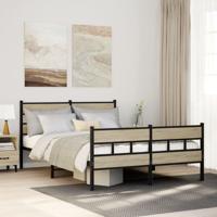 Bedframe zonder matras metaal sonoma eikenkleurig 140x200 cm