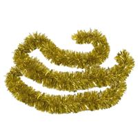 Kerstslingers - 2x stuks - glitter goud - folie - 180 x 12 cm - extra brede slinger/kerstboom versie