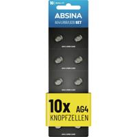 Absina Knoopcel AG4 1.5 V 10 stuk(s) Alkaline