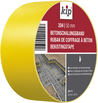 Kip 204 Bekistingstape Geel 50mm x 33m