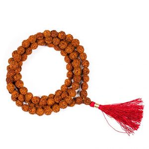 Mala Rudraksha 108 Kralen Met Rode Kwast (0,8 cm)