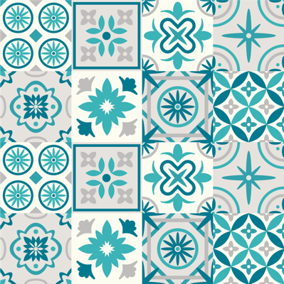 Vinyl tapijt tegels eclectisch turquoise