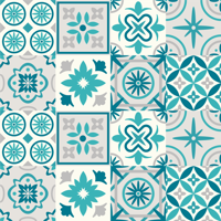 Vinyl tapijt tegels eclectisch turquoise Vinyl tapijt tegels eclectisch turquoise