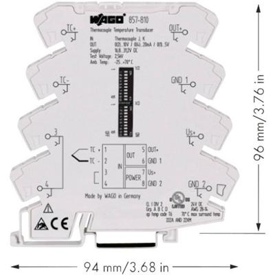 WAGO 857-810 Configureerbare temperatuurmeetomvormer voor thermo-elementen type J en K 857-810