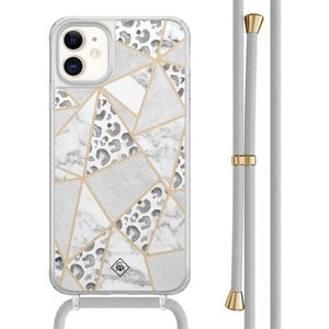 iPhone 11 hoesje met grijs koord - Stone & leopard