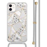 iPhone 11 hoesje met grijs koord - Stone & leopard