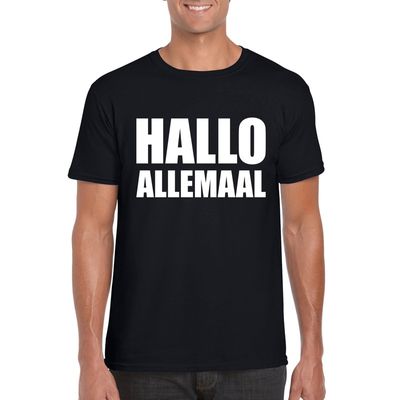 Hallo allemaal tekst t-shirt zwart heren