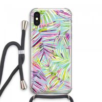 Tropical Palms Blue: iPhone XS Max Transparant Hoesje met koord