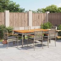 7-delige Tuinset met kussens poly rattan grijs