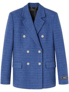 Versace blazer métallisé à boutonnière croisée - Bleu