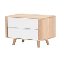 Gazzda Ena nightstand 60 houten nachtkastje whitewash - 2 lades - thumbnail