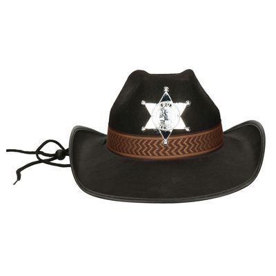 Zwarte cowboyhoed met sheriff badge voor volwassenen