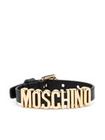 Moschino bracelet en cuir à plaque logo - Noir