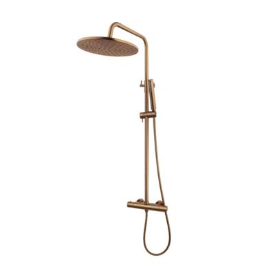 Wiesbaden Opbouw Thermostatische Regendoucheset Caral Geborsteld Brons Koper