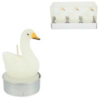 Theelicht Zwaan wit 6,5cm set van 3