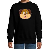 Cartoon hond trui zwart voor jongens en meisjes - Cartoon dieren sweater kinderen - thumbnail