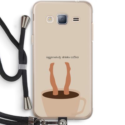 Aggressively drinks coffee: Samsung Galaxy J3 (2016) Transparant Hoesje met koord