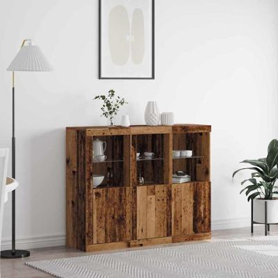 Dressoir 3 pcs Oud hout 123 x 37 x 100 cm Bewerkt hout