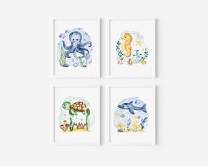 Posters - Zeedieren / Set voor 4