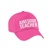 Awesome teacher cadeau pet / cap voor juf / meester roze voor dames en heren   -