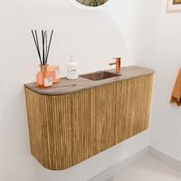 Toiletmeubel Mondiaz Joya Dlux | 83.2 cm | Meubelkleur Oak | Faye wastafel Arena Wasbak Midden | 1 kraangat