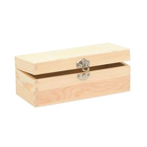 Houten schatkistje met sluiting en deksel - 20 x 8 x 7 cm - Sieraden/spulletjes/sleutels