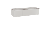 Storke Edge zwevend badmeubel 150 x 52 cm hoogglans wit met Tavola enkel of dubbel wastafelblad in mat wit/zwart terrazzo