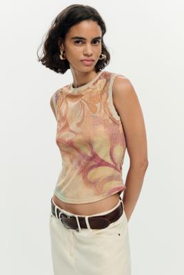 Mouwloos tricot T-shirt - MATERIAL FINISHES - L