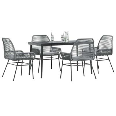 5-delige Tuinset met kussens poly rattan glas grijs