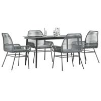 5-delige Tuinset met kussens poly rattan glas grijs