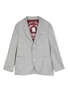 Brunello Cucinelli Kids blazer en flanelle à simple boutonnage - Gris