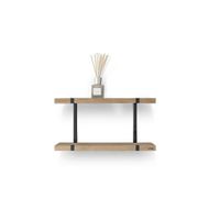 Looox Shelf Wood wandplank duo 60x28x15cm met zwart mat ophanging eiken old grey / zwart mat WWSDUO60MZ - thumbnail