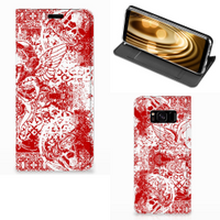 Mobiel BookCase Samsung Galaxy S8 Angel Skull Rood - thumbnail