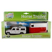 Kids Globe die-cast land rover met paardentrailer 1:32