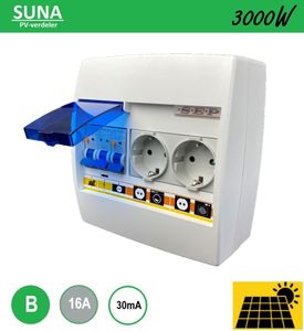 SEP PV verdeler Suna 3000W alamat B16 met 2 stopcontact montage op inbouwdoos zonnepanelen