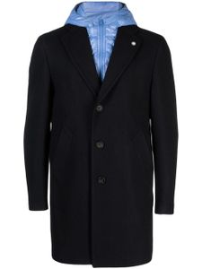 Manuel Ritz manteau boutonné à capuche - Bleu