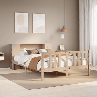 Bed met boekenkast zonder matras massief grenenhout 120x200 cm