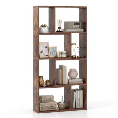 Boekenkast met 4 Niveaus Staande Kast met 8 Vakken Kubusrek Kast 60 x 20 x 120 cm Bruin