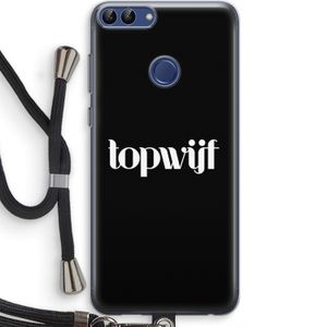 Topwijf Zwart: Huawei P Smart (2018) Transparant Hoesje met koord